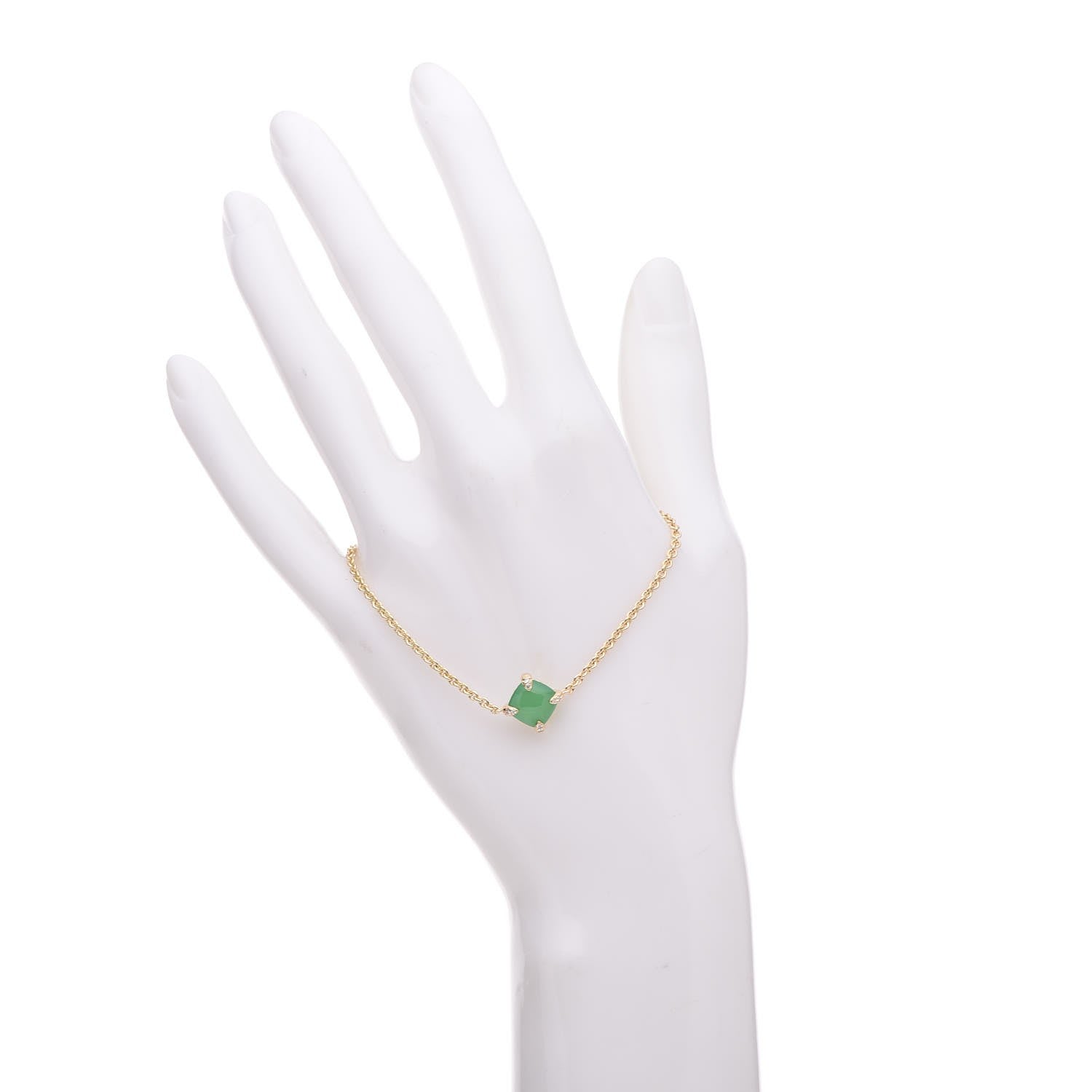 David Yurman 18K Yellow Gold Diamond Chrysoprase 8mm Chatelaine Bracelet 2 of 7