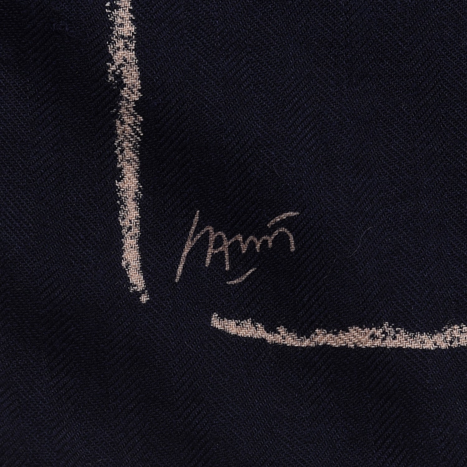 Hermes Cashmere Silk Pirouette au Galop Shawl 140 Marine Naturel Beige 3 of 5