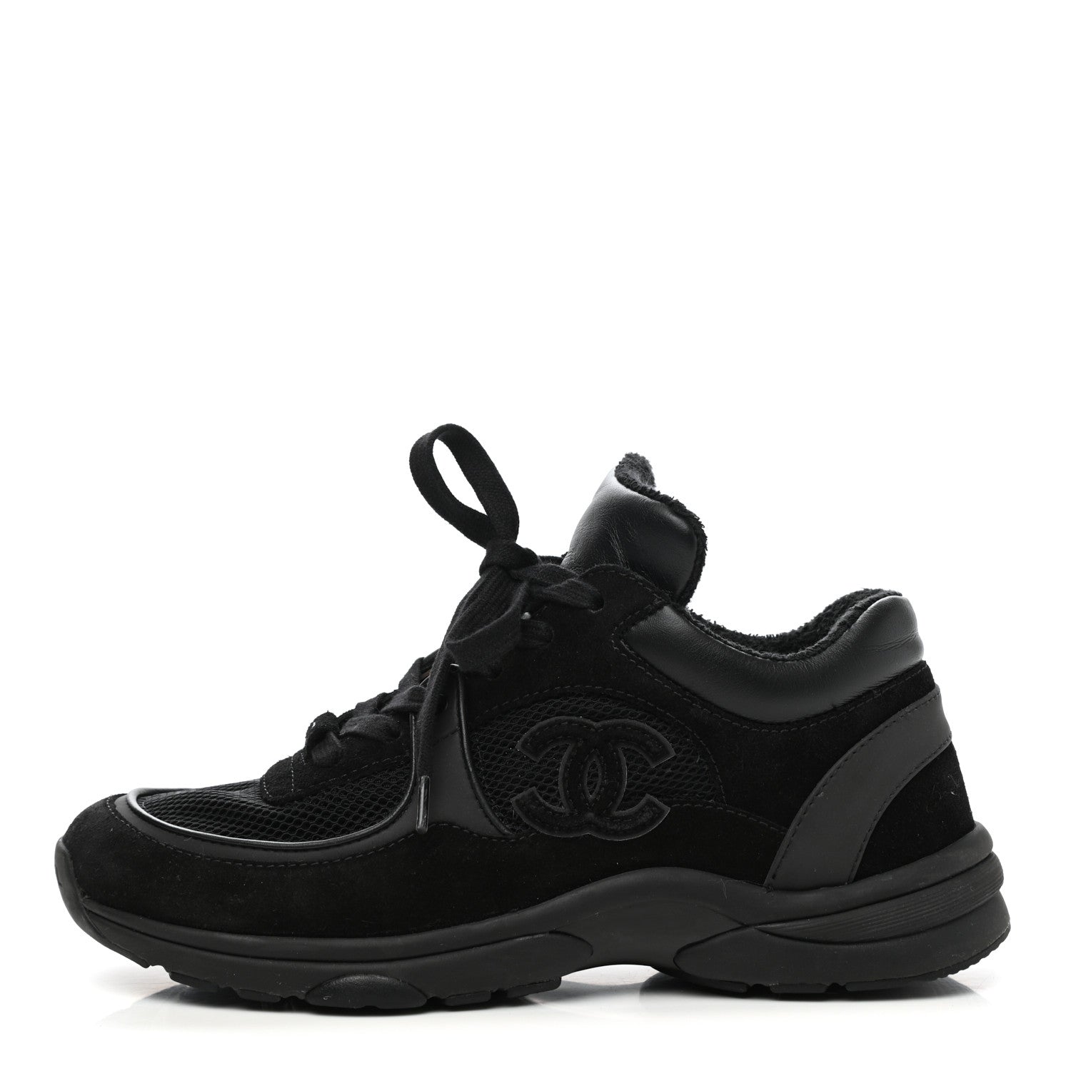 Chanel Calfskin Suede CC Sneakers 36.5 Black 1 of 7