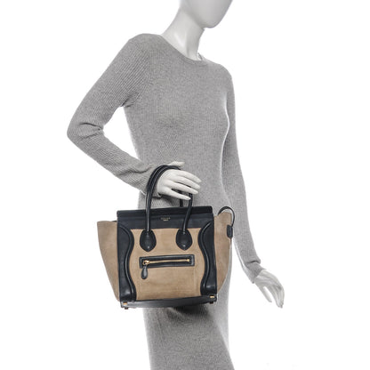 Celine Smooth Calfskin Suede Micro Bi-Color Luggage Navy Dune 2 of 8