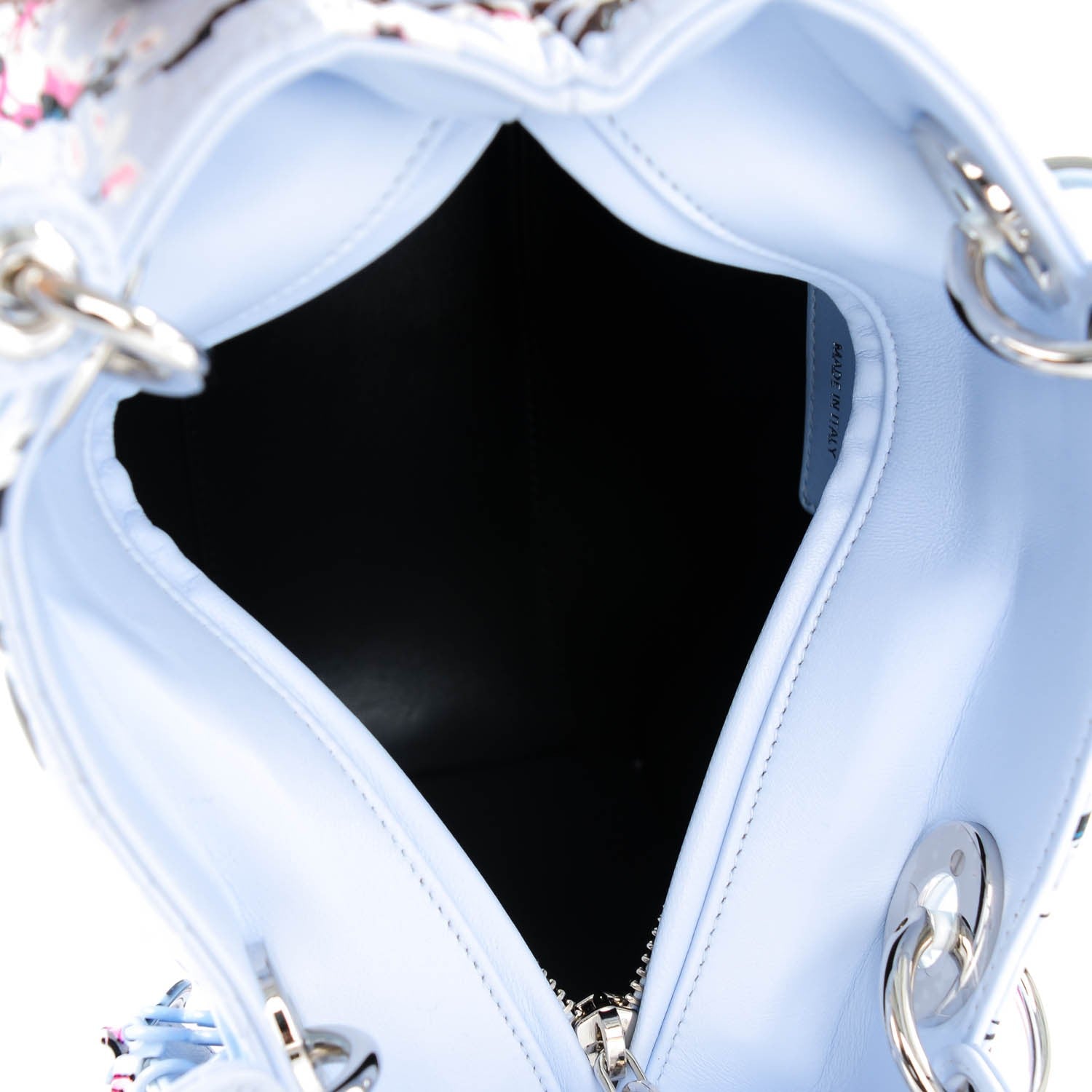 Christian Dior Lambskin Cannage Floral Printed Medium Lady Dior Light Blue 8 of 10