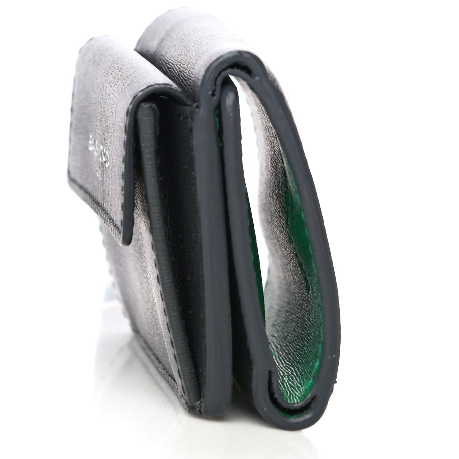 Balenciaga Striped Calfskin Logo Bi-Color Mini Wallet Grey Green 13 of 13