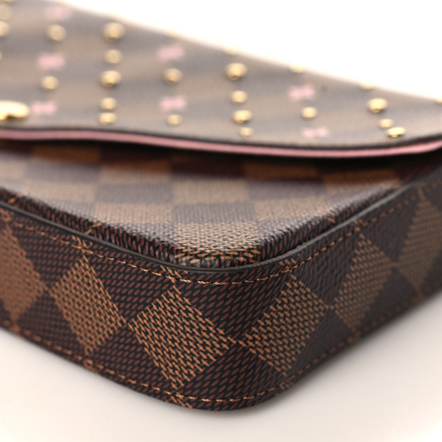Louis Vuitton Damier Ebene Studded Pochette Felicie Chain Wallet 9 of 9