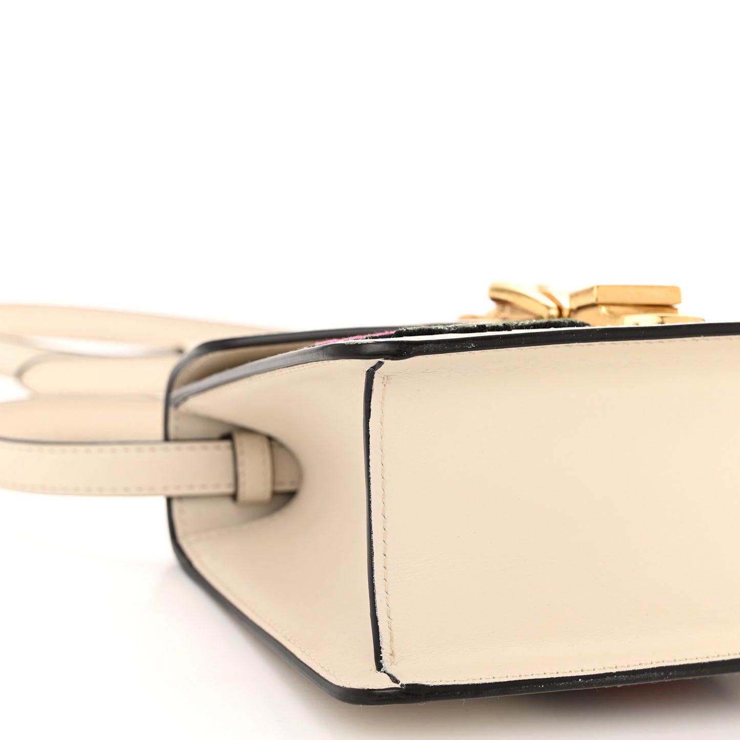Calfskin Embroidered Mini Sylvie Top Handle Bag White