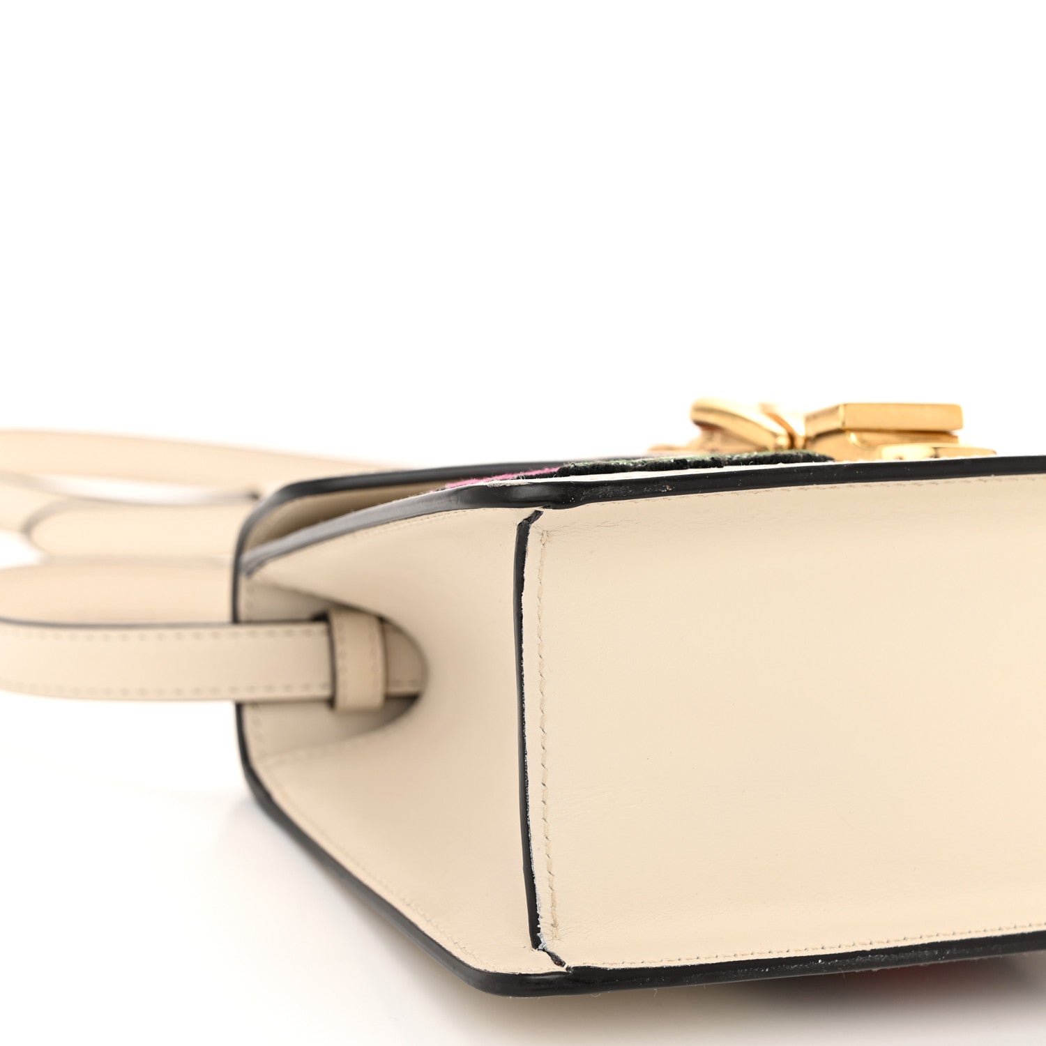 Gucci Calfskin Embroidered Mini Sylvie Top Handle Bag White 9 of 10