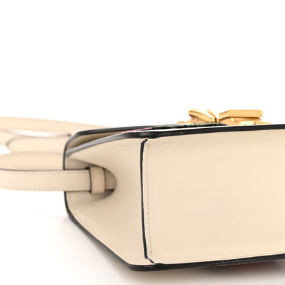 Gucci Calfskin Embroidered Mini Sylvie Top Handle Bag White 9 of 10