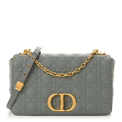 Christian Dior Grained Calfskin Cannage Large Caro Bag Grey Stone 1 of 11