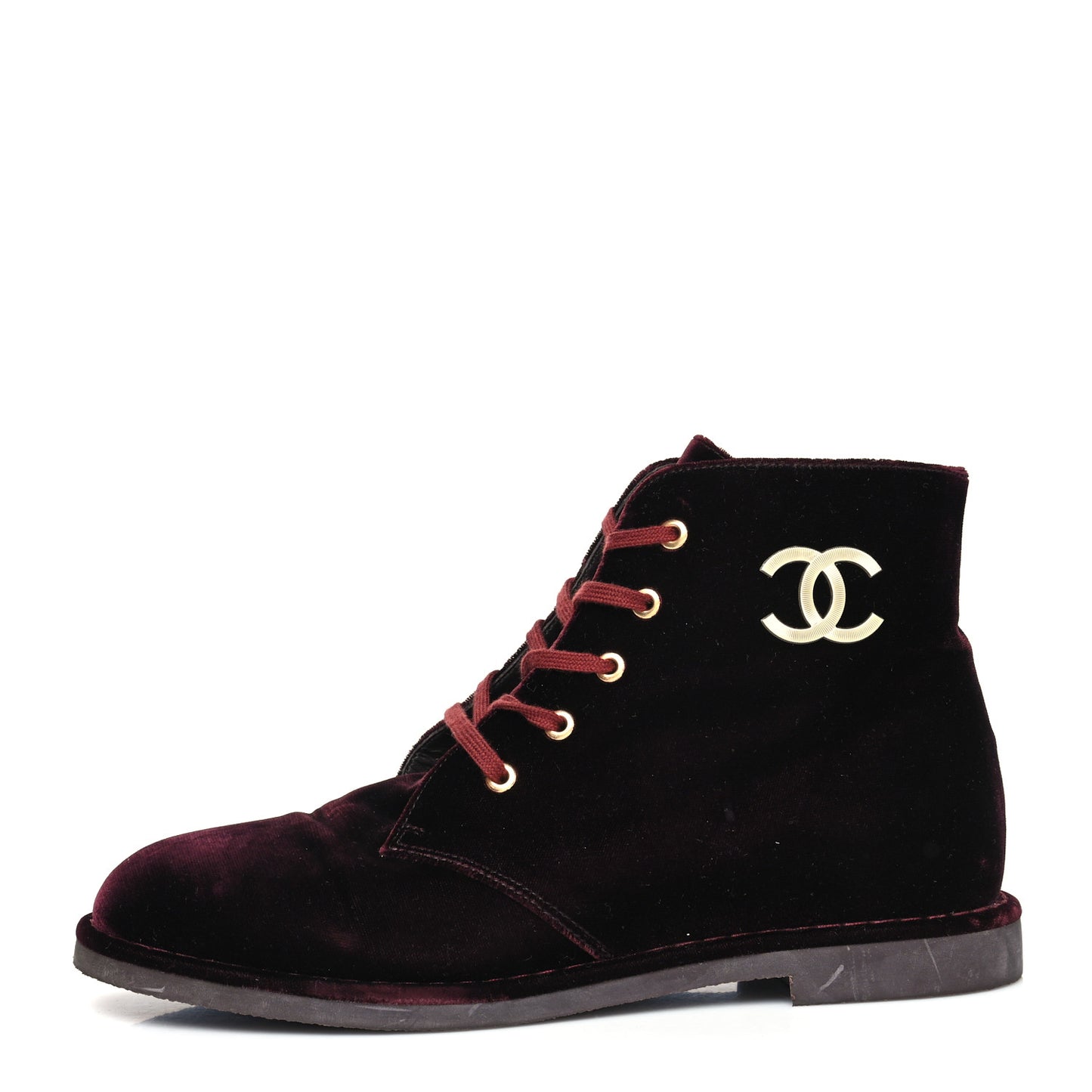 Velvet CC Lace Up Boots 41.5 Burgundy