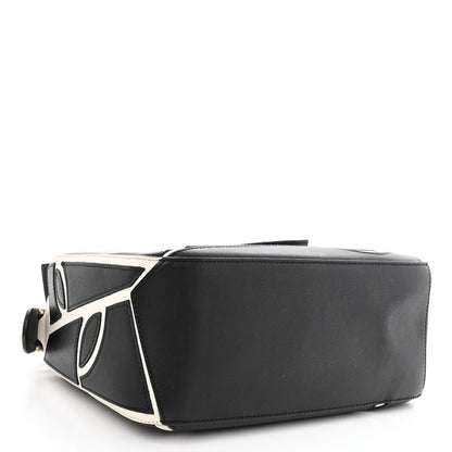 Loewe Calfskin Small Roses Puzzle Bag Black White 4 of 9