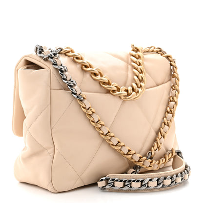 Chanel Goatskin Quilted Large Chanel 19 Flap Beige 3 of 10
