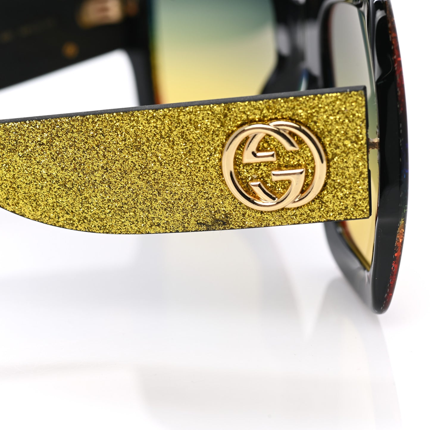 Square Frame GG0102S Sunglasses Glitter Gold Multi