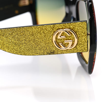 Gucci Square Frame GG0102S Sunglasses Glitter Gold Multi 9 of 10