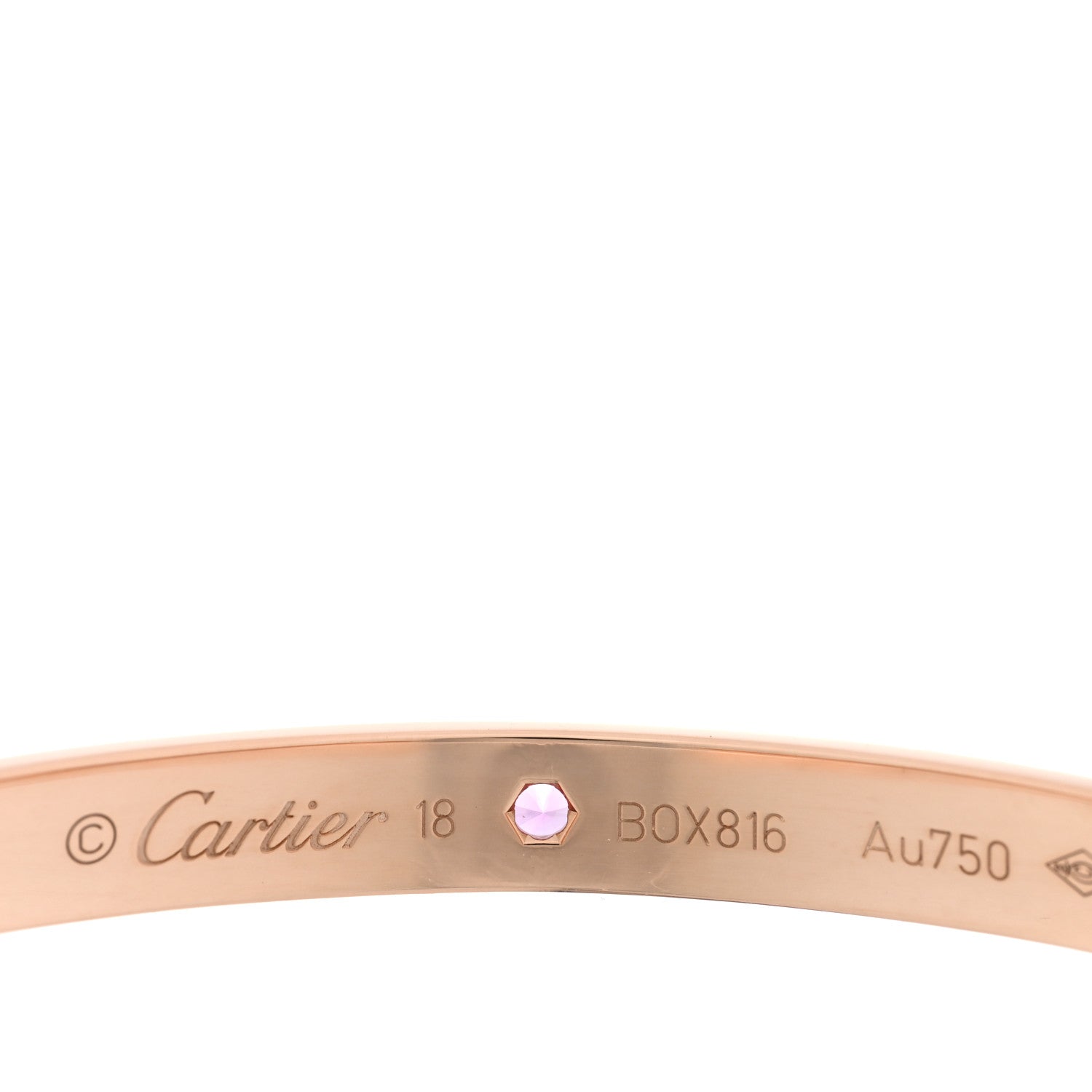 Cartier 18K Pink Gold Pink Sapphire LOVE Cuff Bracelet 18 3 of 3