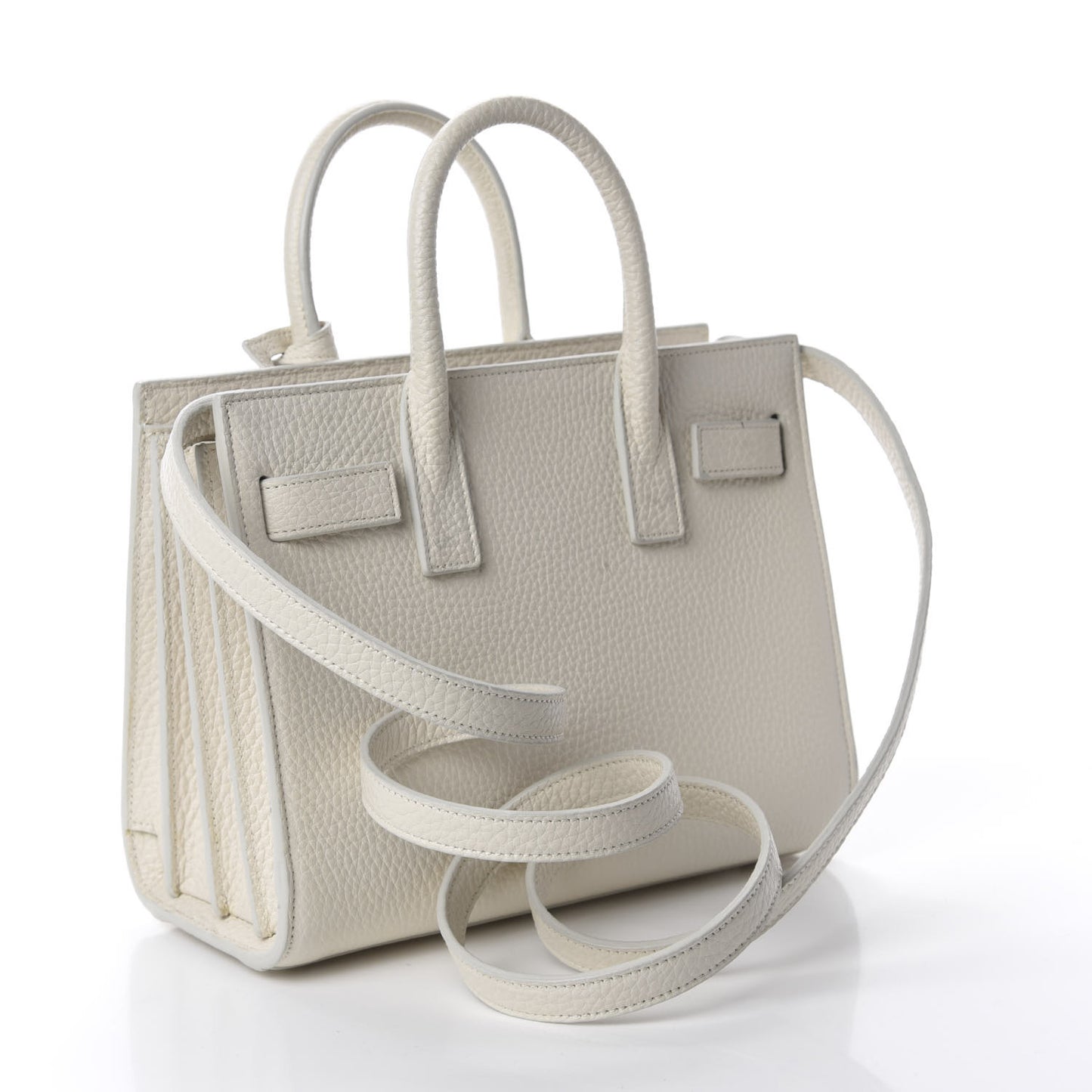 Grained Calfskin Nano Sac de Jour Dove White