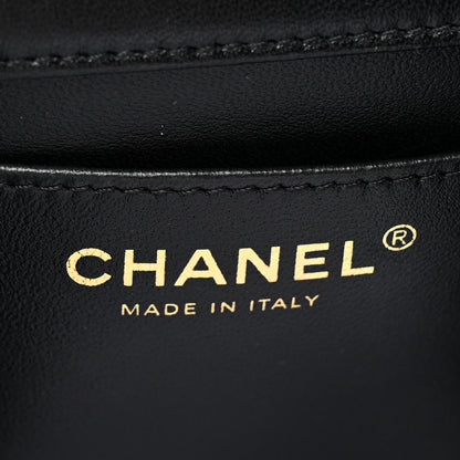 Chanel Shiny Lambskin Quilted Pearl Twist Mini Square Flap Black 7 of 11