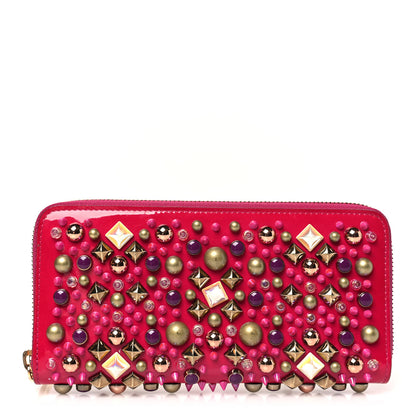 Christian Louboutin Patent Panettone Spiked Zip Around Wallet Ultra Rose 1 of 8