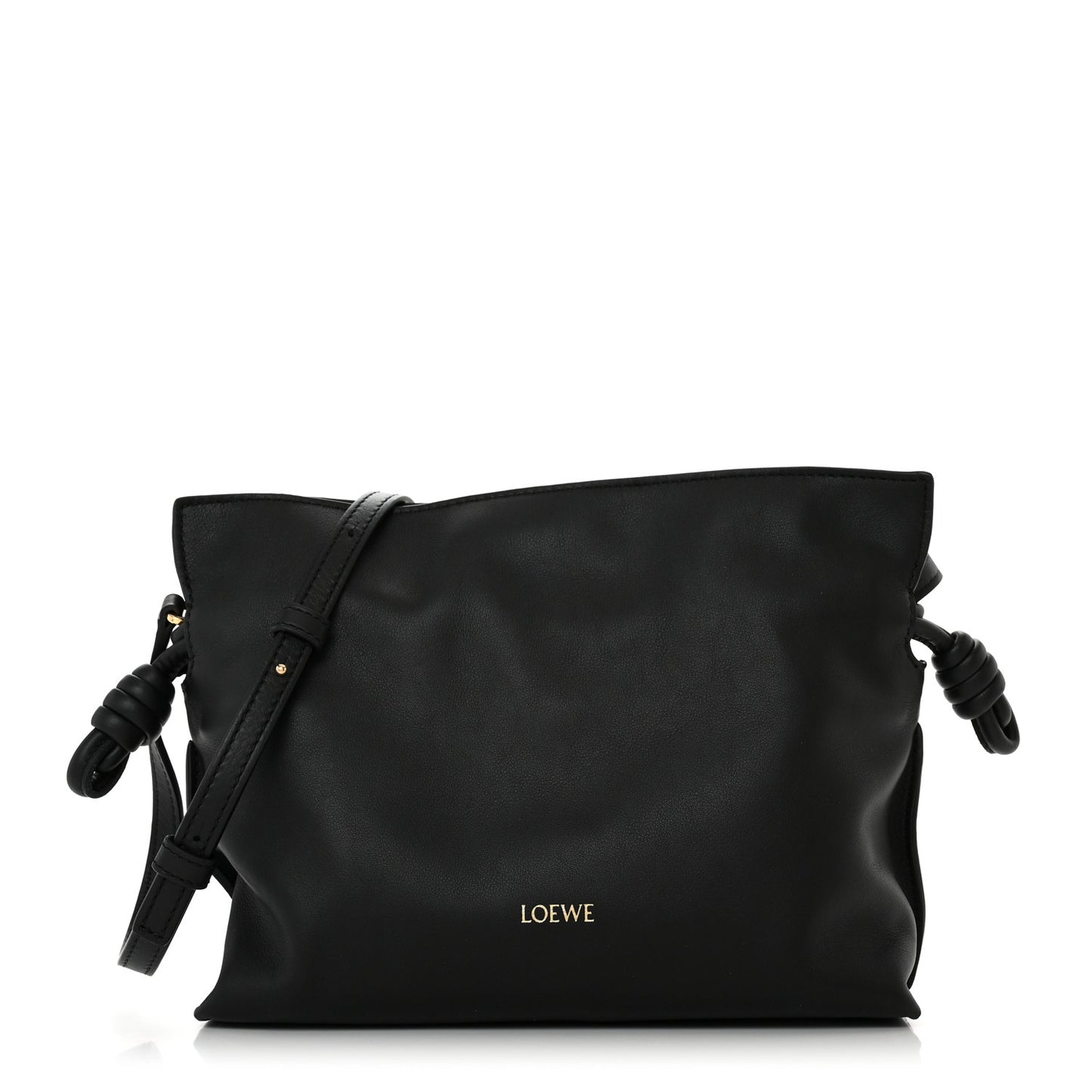 Calfskin Mini Flamenco Knot Clutch Black