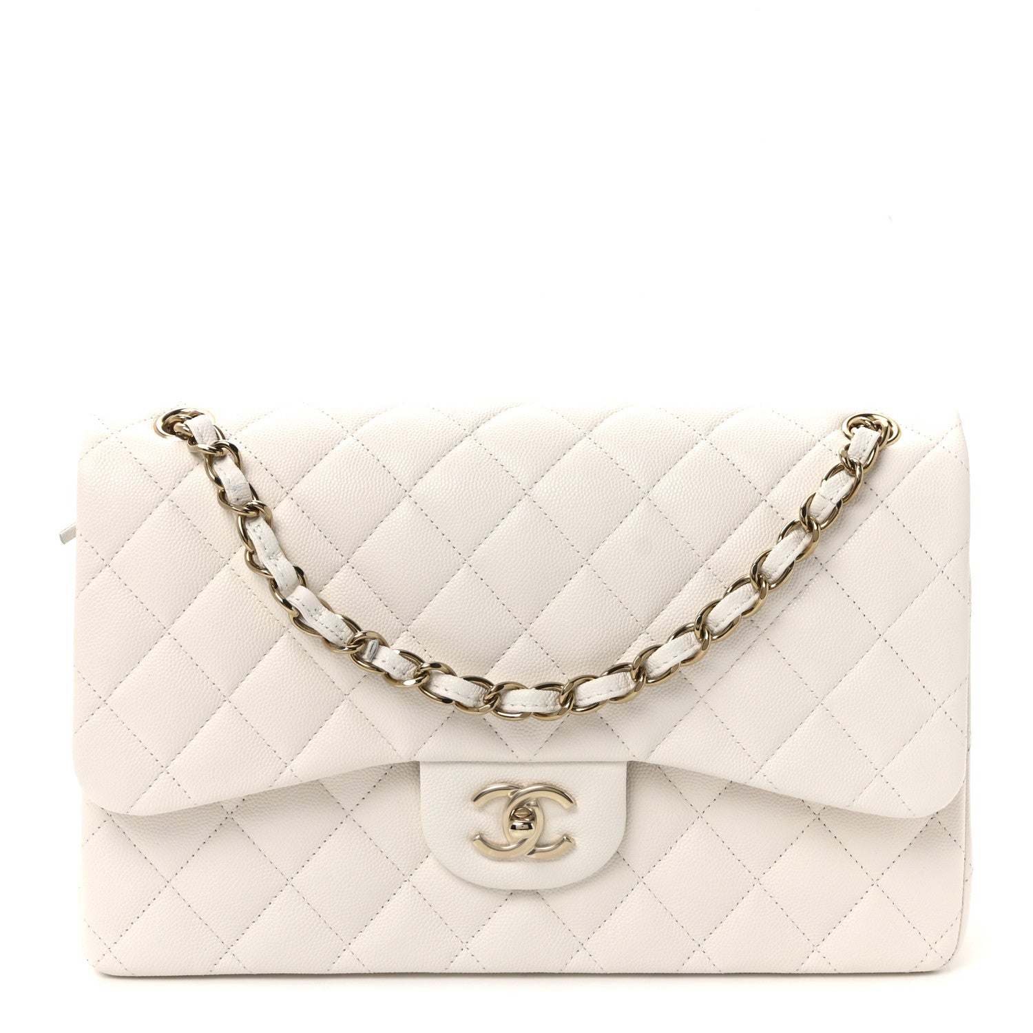 Chanel Caviar Quilted Jumbo Double Flap White 1 of 11
