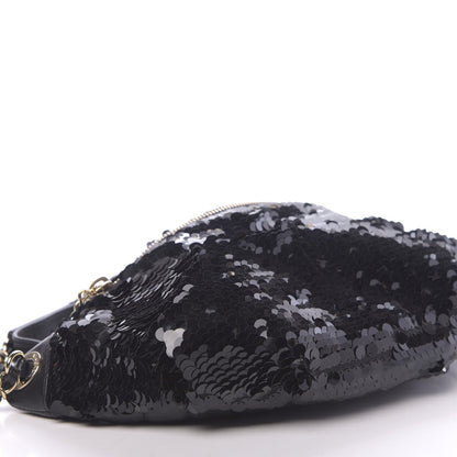 Chanel Sequin Calfskin Sparkling City Waist Bag Fanny Pack Black 12 of 13