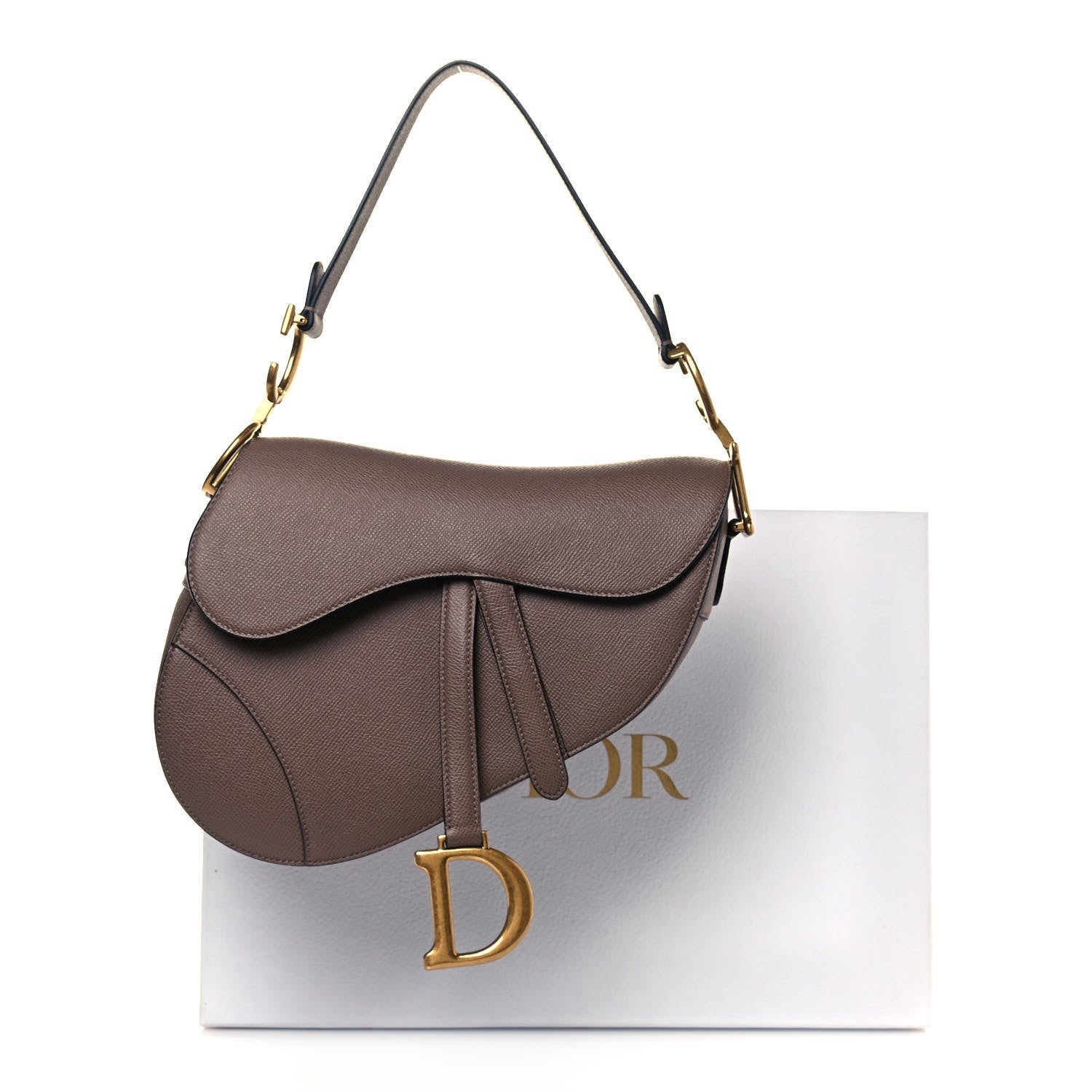 Christian Dior Grained Calfskin Saddle Bag Warm Taupe 879654
