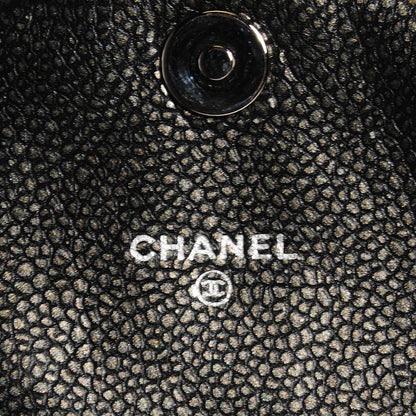 Chanel Metallic Caviar Half Moon Wallet On Chain WOC Dark Silver 6 of 8