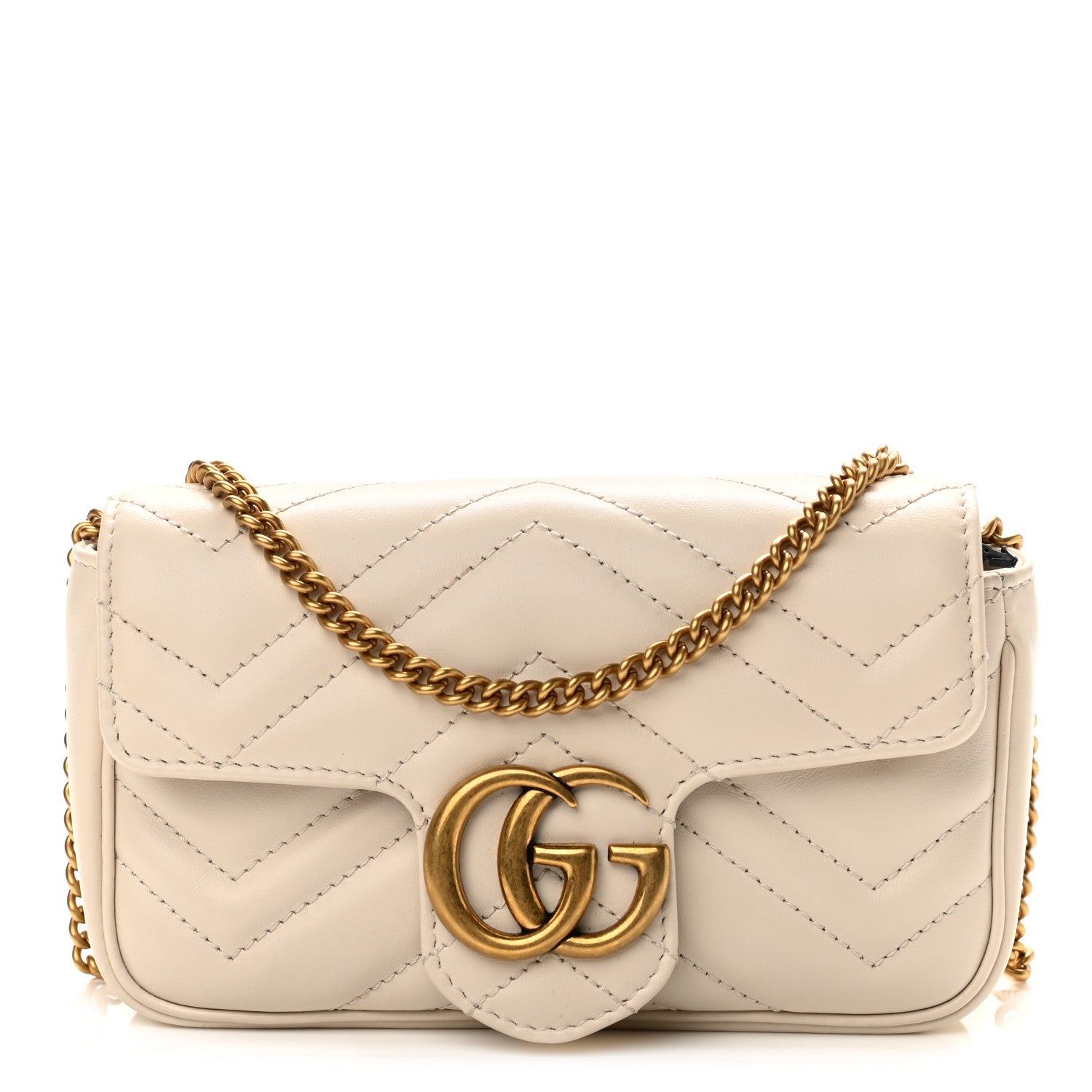 Gucci Calfskin Matelasse Super Mini GG Marmont Shoulder Bag White 1 of 10