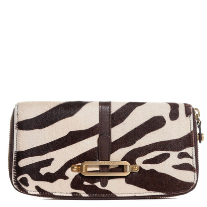 Jimmy Choo Zebra Print Pony Hair Wallet Brown 1 of 6
