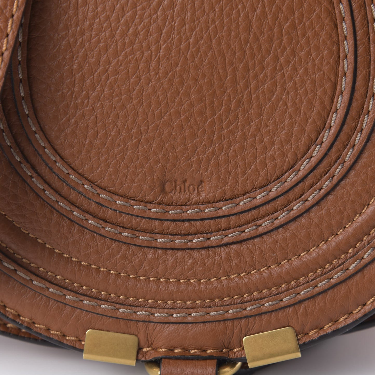 Calfskin Mini Marcie Round Crossbody Bag Tan