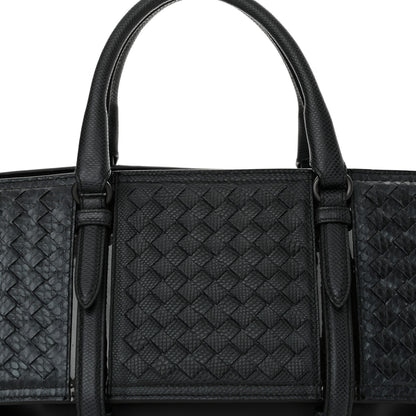 Bottega Veneta Nappa Snakeskin Intrecciato Medium Monaco Satchel Black 8 of 12