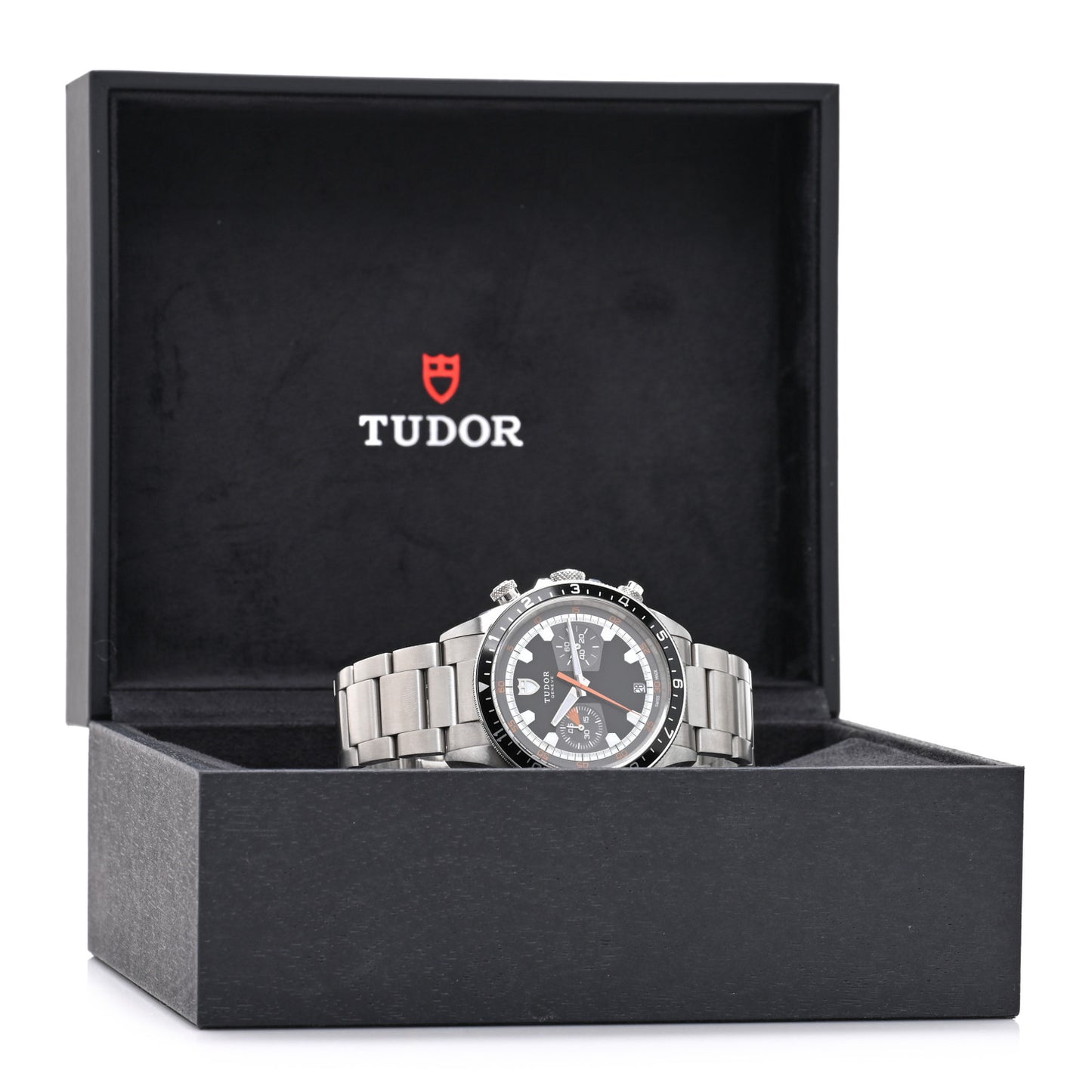 Stainless Steel 42mm Heritage Chrono Automatic Watch Black 70330N