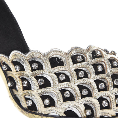 Valentino Garavani Suede Crystal Pumps 37 Black 12 of 12