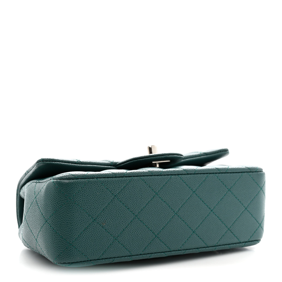 Caviar Quilted Mini Rectangular Flap Dark Green