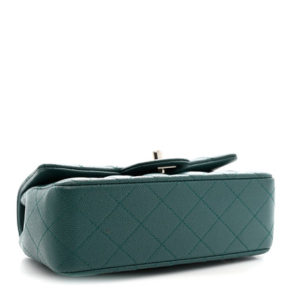 Chanel Caviar Quilted Mini Rectangular Flap Dark Green 4 of 10