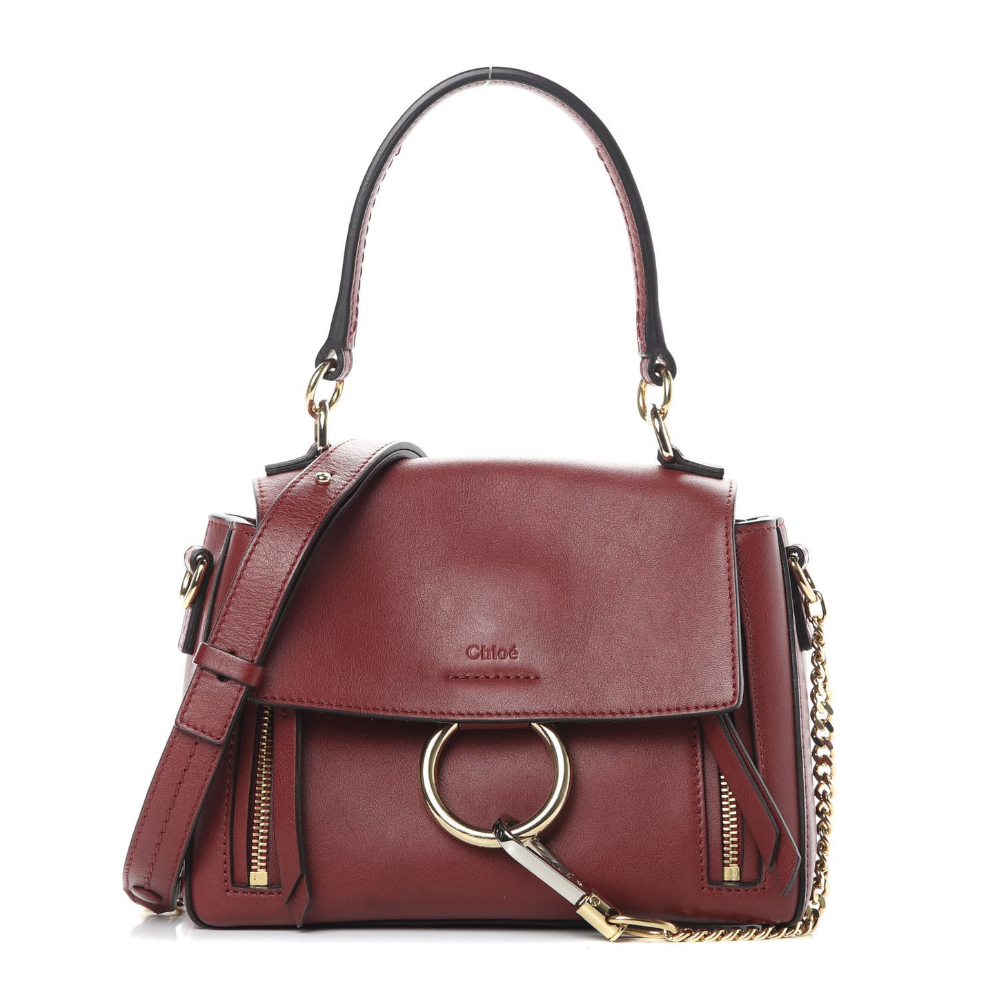 Calfskin Small Faye Day Shoulder Bag Sienna Red