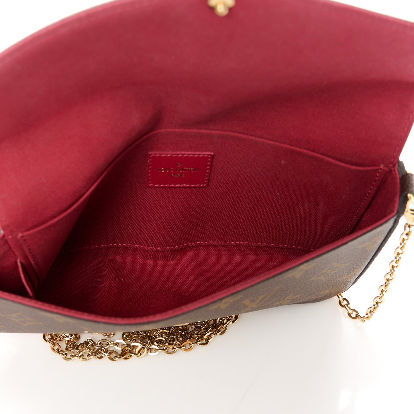 Monogram Pochette Felicie Chain Wallet Fuchsia