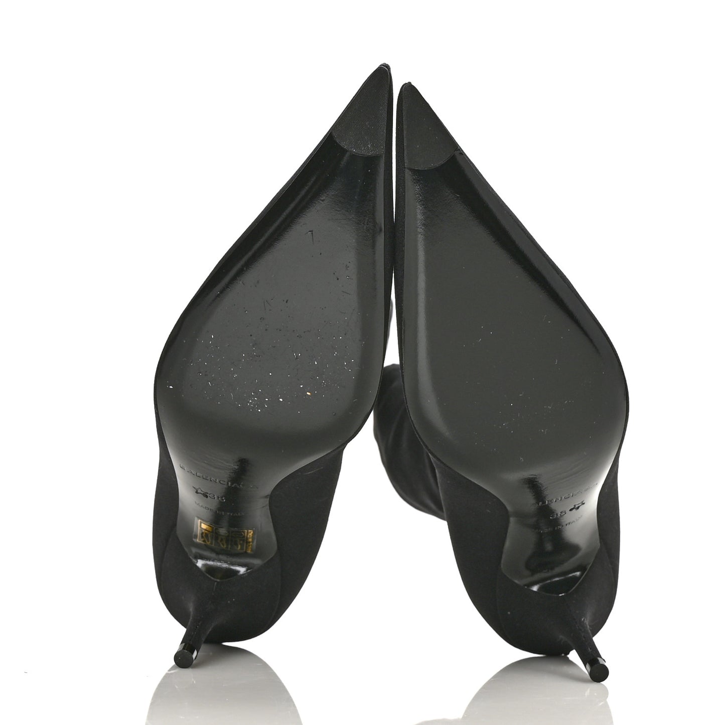 Jersey Crepe Extreme Pointed Toe Knife Booties 38 Black
