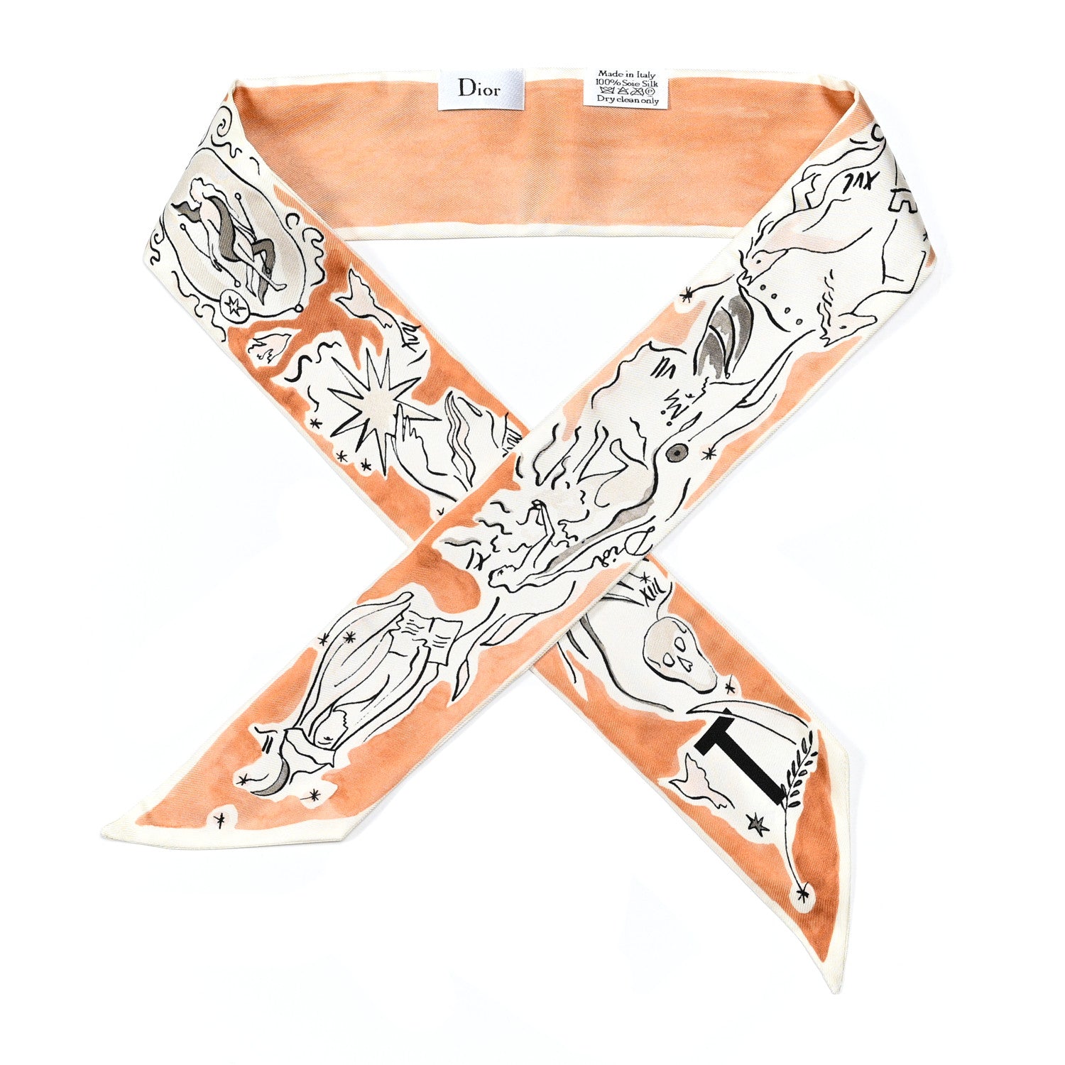 Christian Dior Silk Tarot Mitzah Scarf Ivory 1 of 3