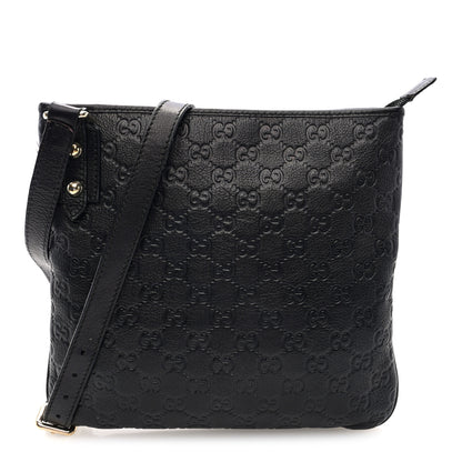 Gucci Guccissima Flat Messenger Bag Black 1 of 10