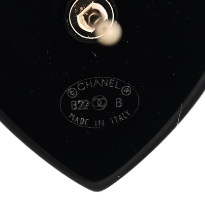 Chanel Resin Crystal CC Heart Earrings Black Gold 4 of 6