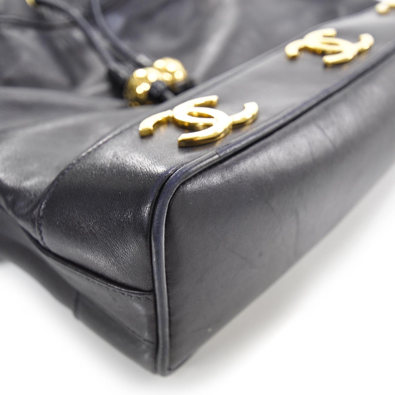 Chanel Lambskin CC Drawstring Bag Navy Blue 10 of 10