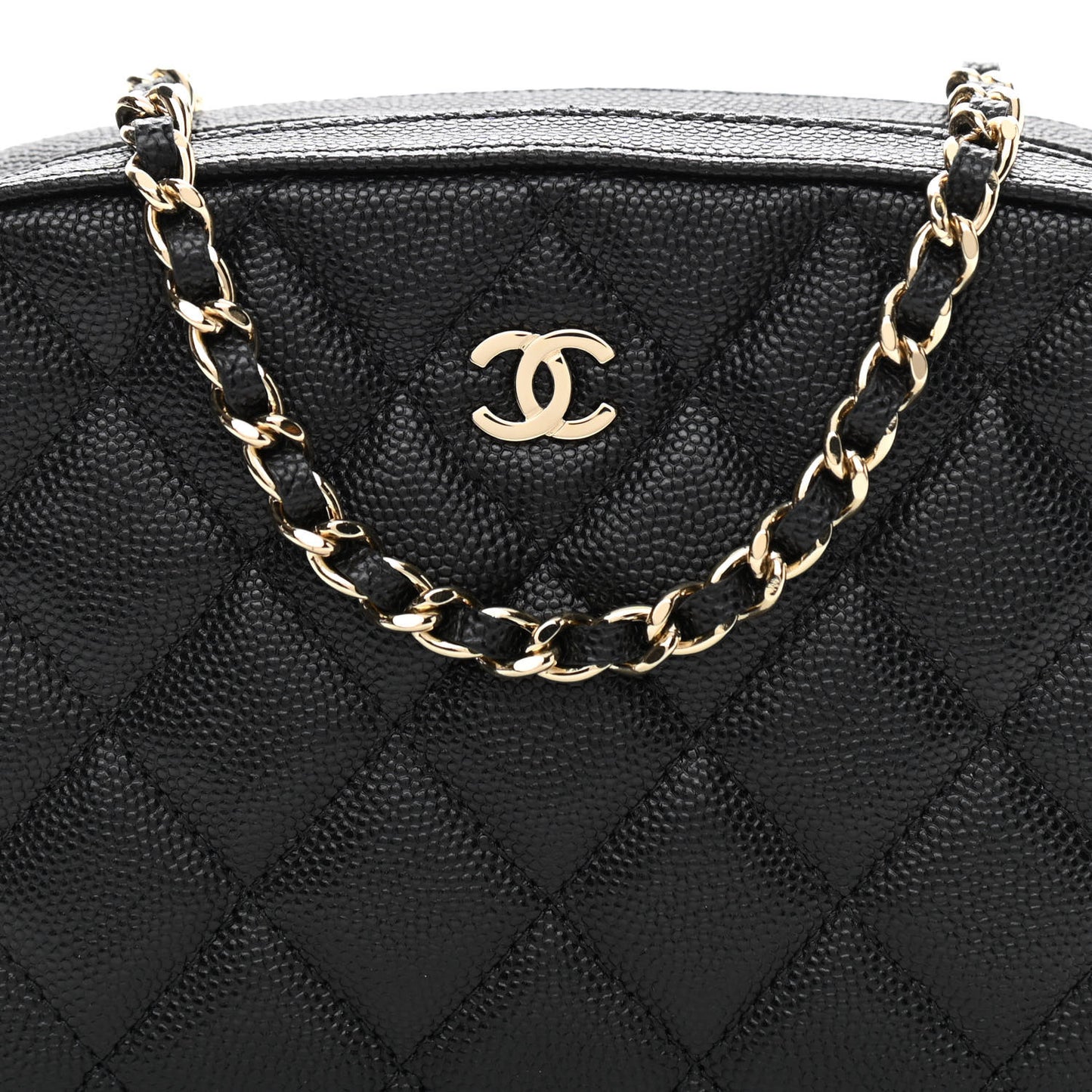 Caviar Quilted Vanity With Chain Black