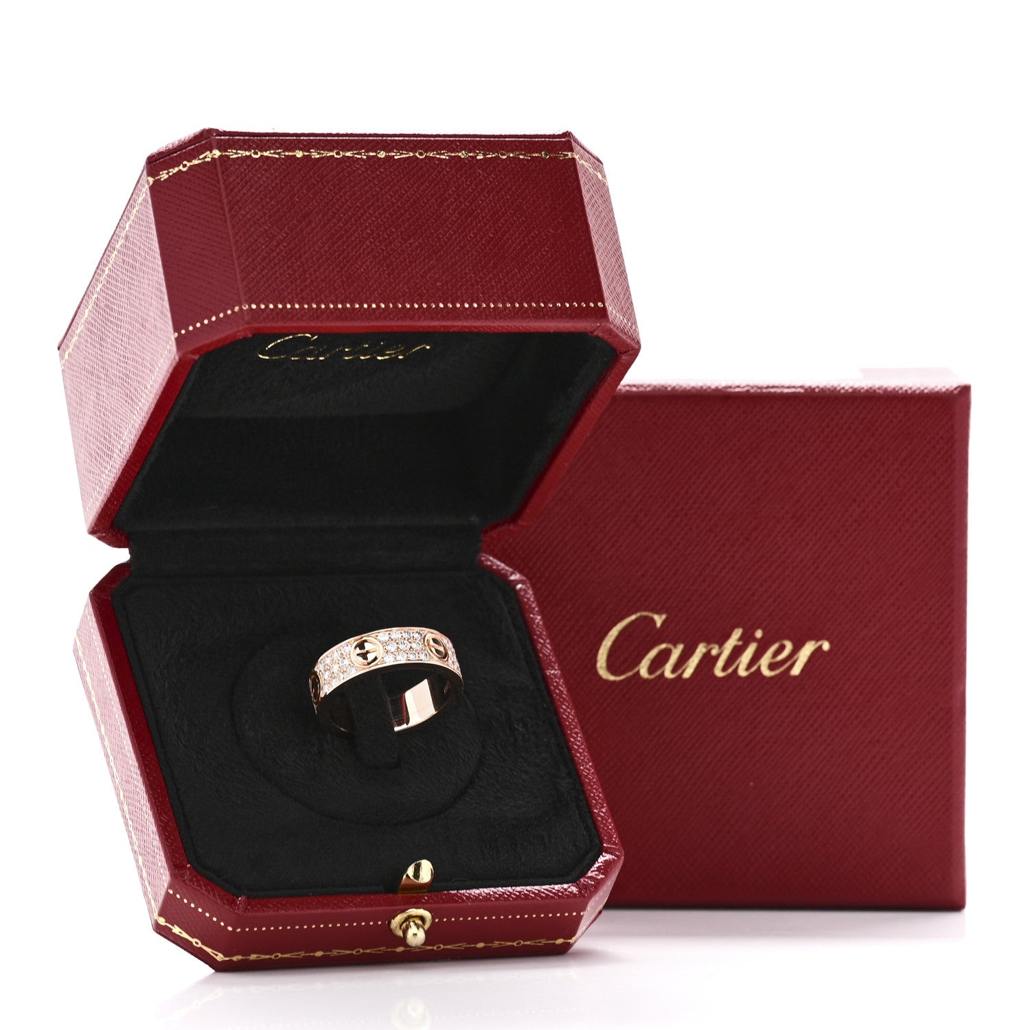 Cartier 18K Pink Gold Diamond 6.5mm LOVE Paved Ring 60 9 5 of 5