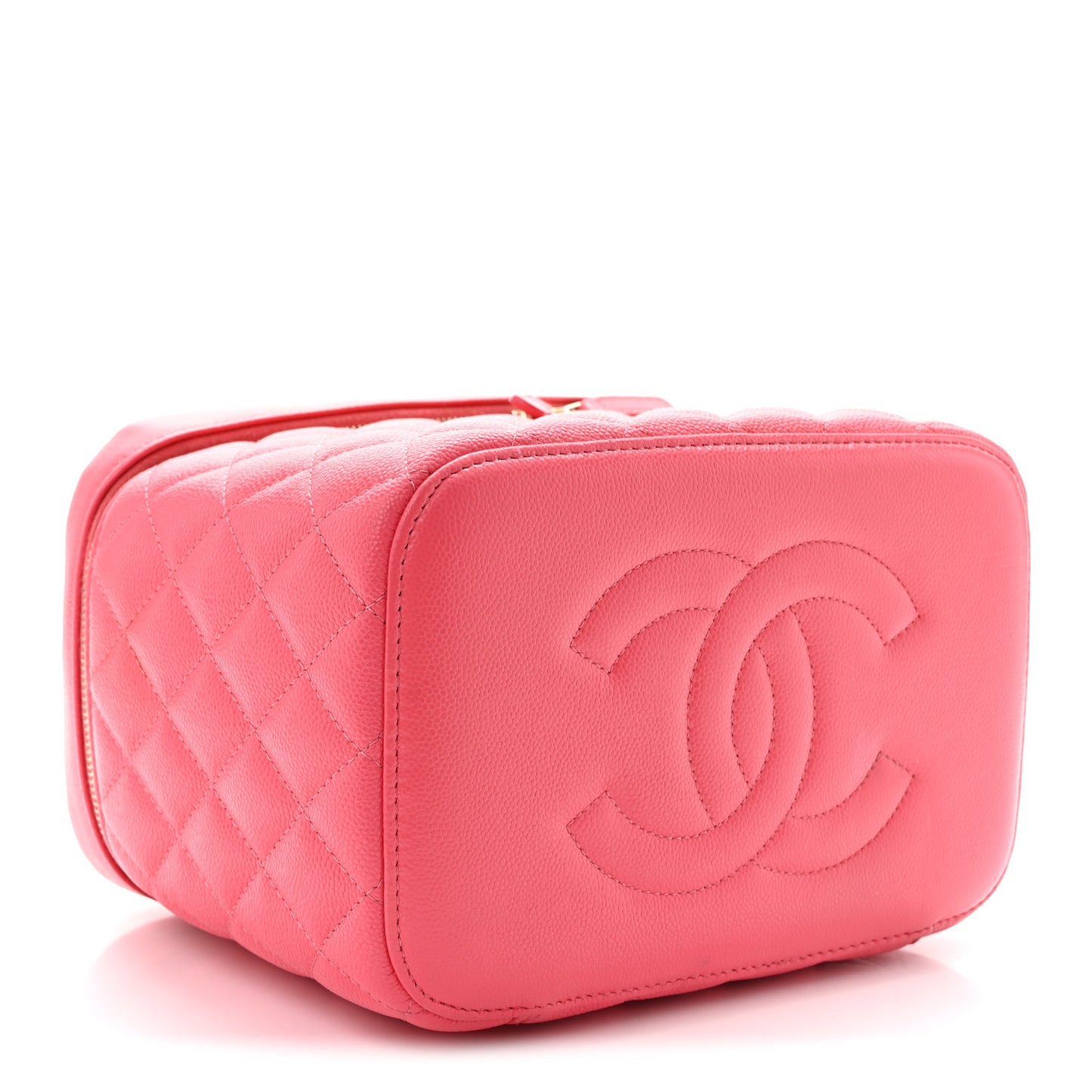 Caviar Quilted Large Vanity Pouch Pink