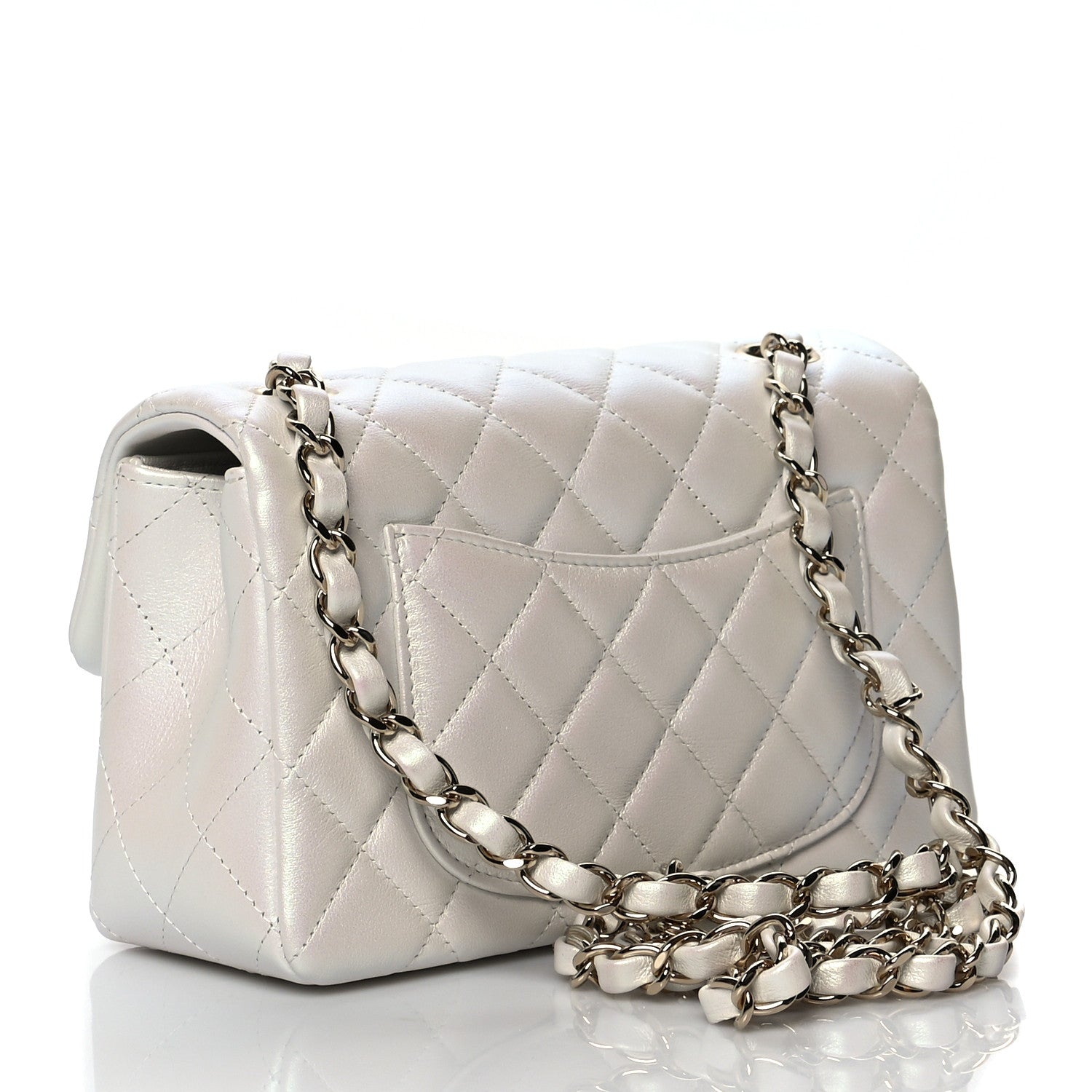 Chanel Iridescent Calfskin Quilted Mini Rectangular Flap White 3 of 10