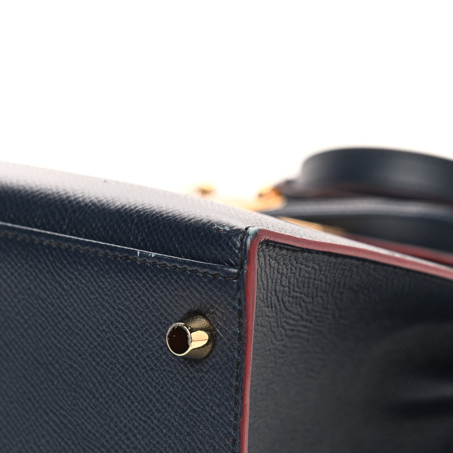 Hermes Epsom Contour Kelly Sellier 32 Bleu Indigo Rouge H 7 of 15