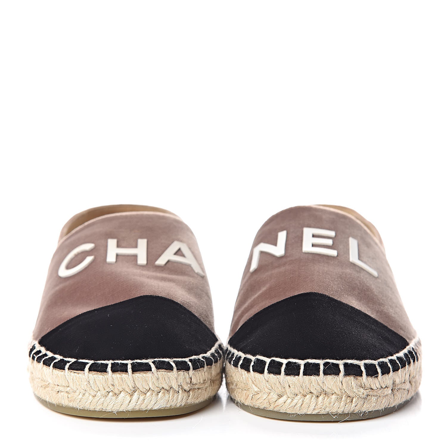 Chanel Velvet Logo Espadrilles 36 Beige Black 2 of 9