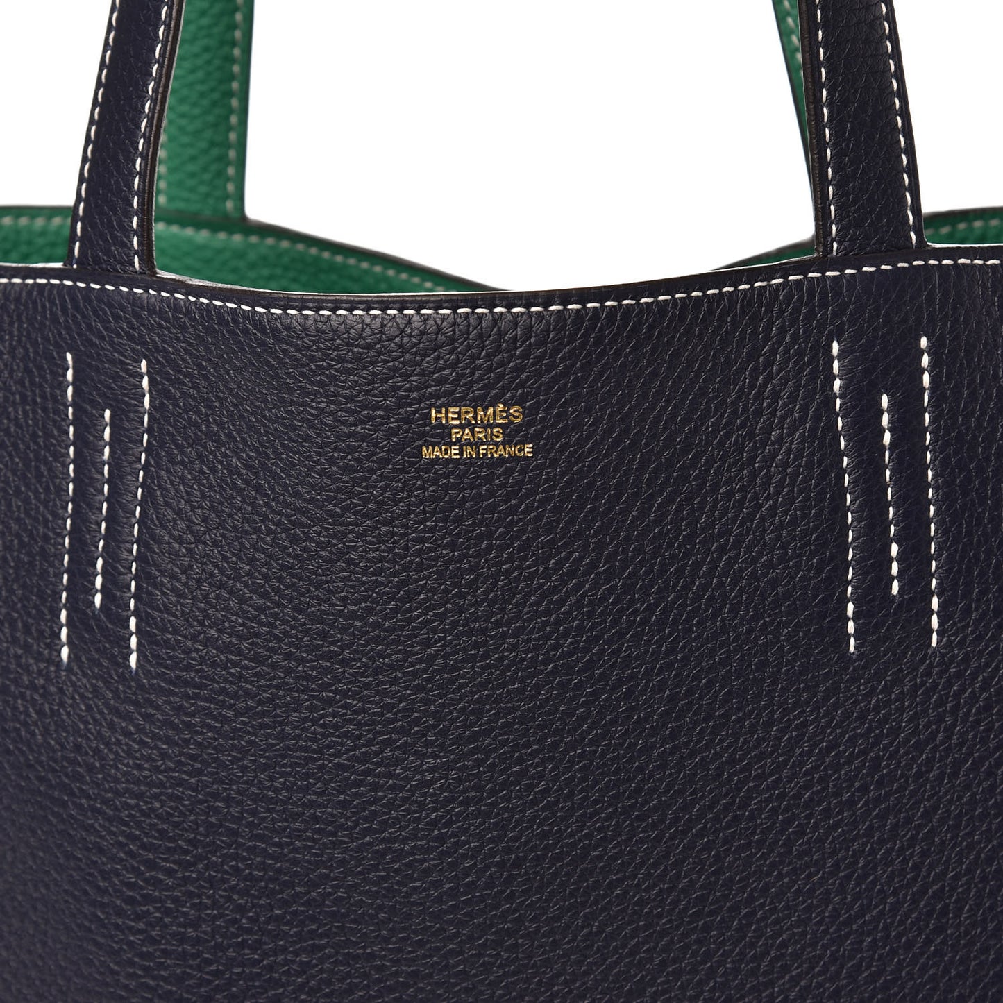 Taurillon Clemence Double Sens 36 Reversible Tote Vert Vertigo Bleu Nuit