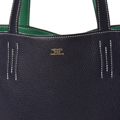 Hermes Taurillon Clemence Double Sens 36 Reversible Tote Vert Vertigo Bleu Nuit 10 of 10