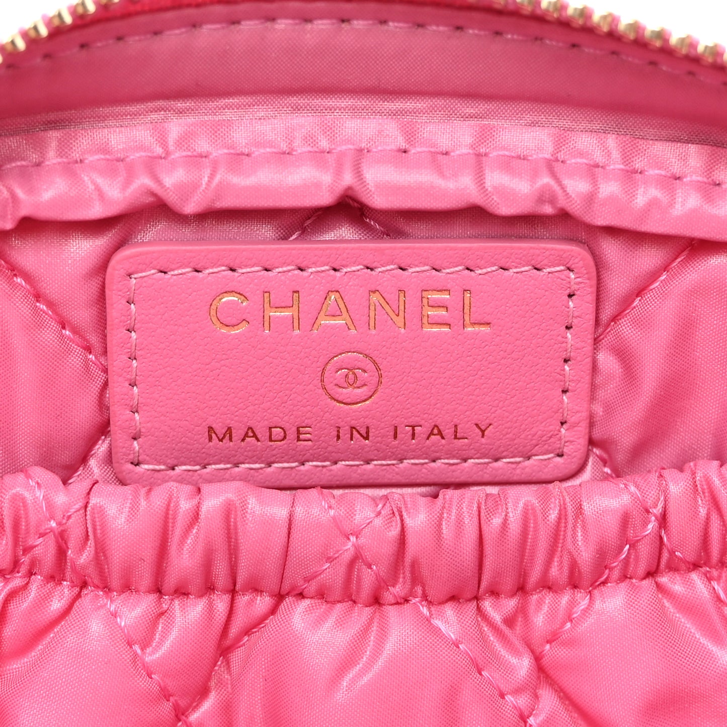 Caviar Quilted Small Curvy Pouch Cosmetic Case Pink