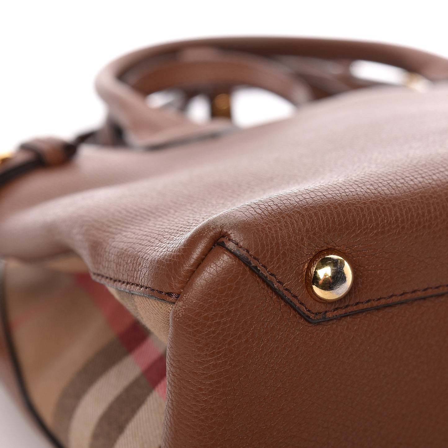 Grainy Calfskin House Check Medium Banner Tote Tan